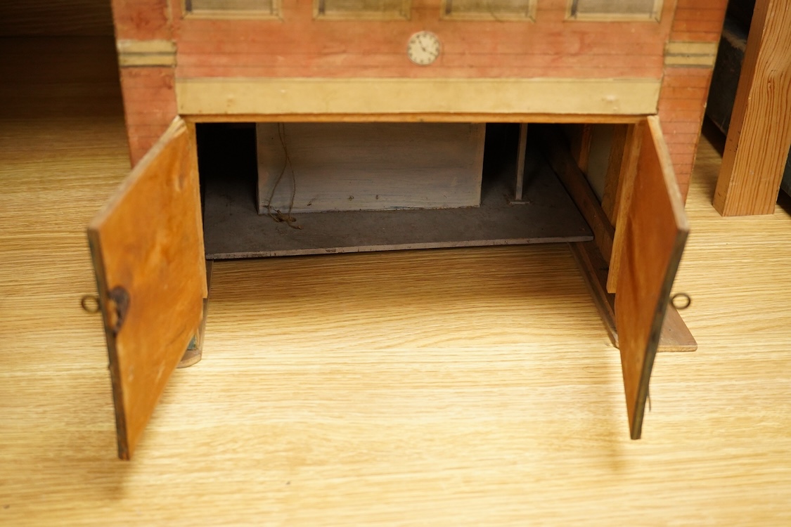 Eleven 0 gauge railway wooden freight wagons, wooden bodies and most possibly kit built using Bonds etc. parts, including a Leeds bogie mineral wagon, together with two kit or scratchbuilt wooden London Underground stati